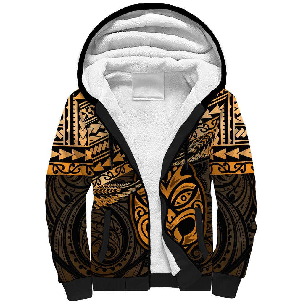 Personalised Matariki New Zealand Sherpa Hoodie Maori New Year Tiki Gold Version LT14 Unisex Gold - Polynesian Pride
