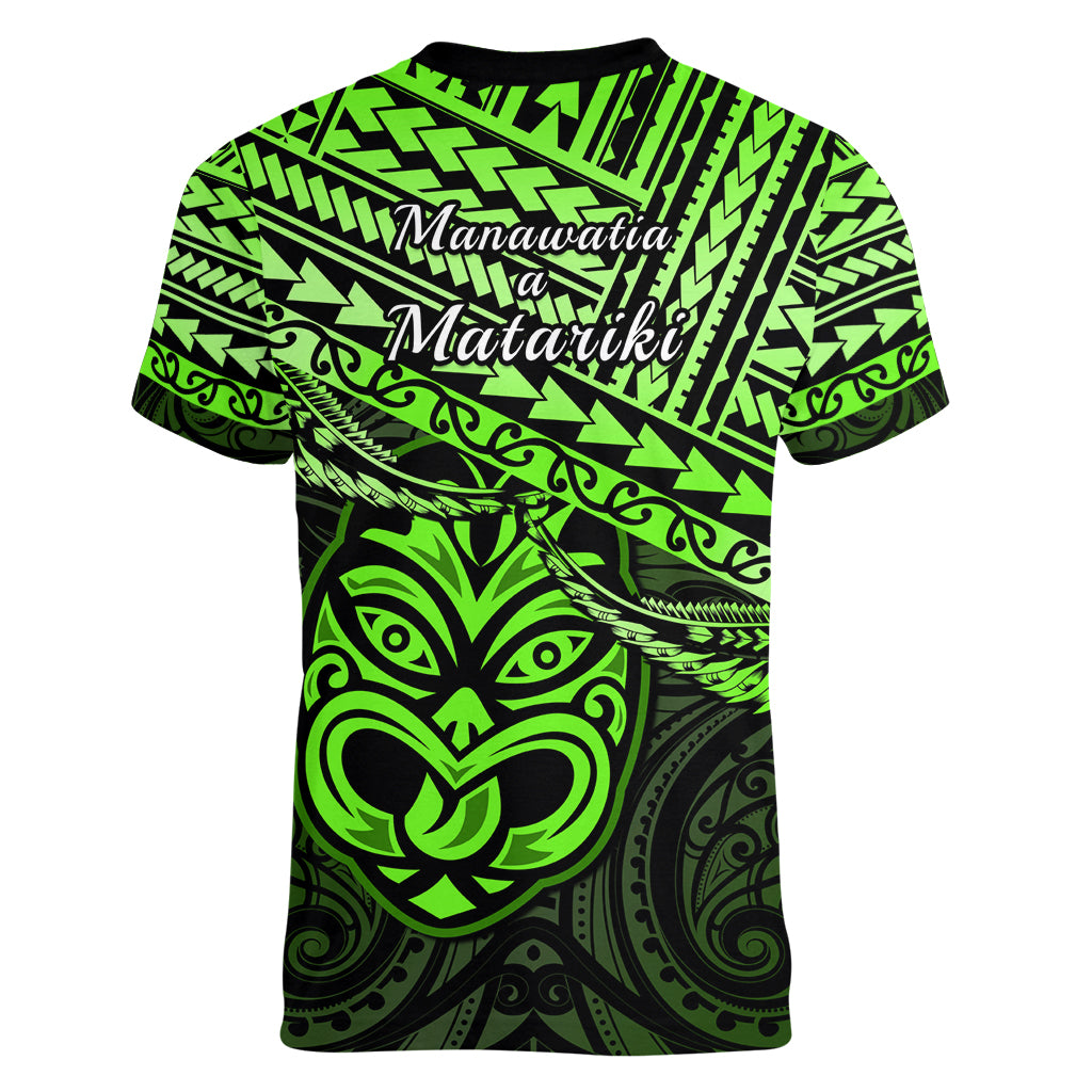 Matariki New Zealand Women V Neck T Shirt Maori New Year Tiki Green Version LT14