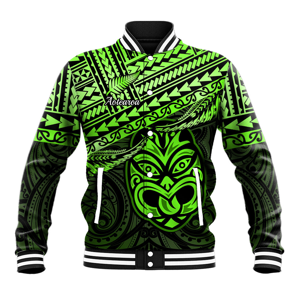 Personalised Matariki New Zealand Baseball Jacket Maori New Year Tiki Green Version LT14 Unisex Green - Polynesian Pride