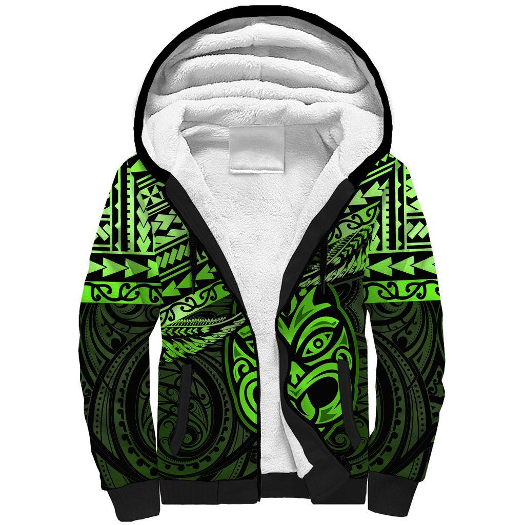 Personalised Matariki New Zealand Sherpa Hoodie Maori New Year Tiki Green Version LT14 Unisex Green - Polynesian Pride