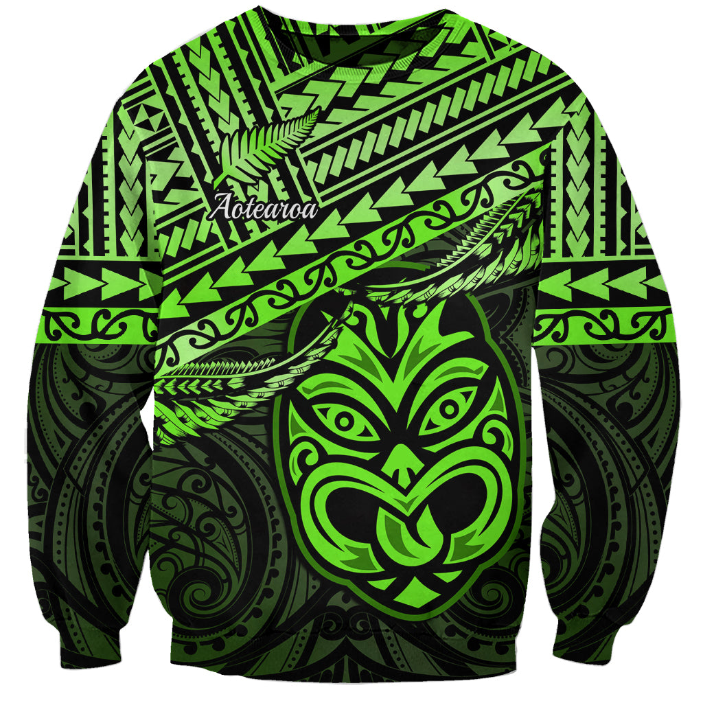 Personalised Matariki New Zealand Sweatshirt Maori New Year Tiki Green Version LT14 Unisex Green - Polynesian Pride