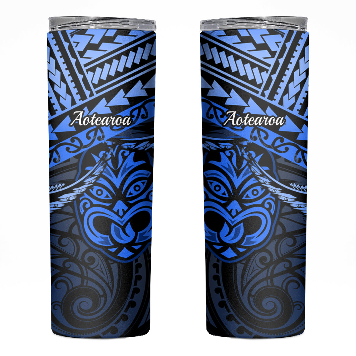 Matariki New Zealand Skinny Tumbler Maori New Year Tiki Blue Version