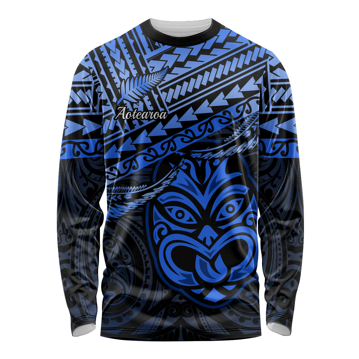 Personalised Matariki New Zealand Long Sleeve Shirt Maori New Year Tiki Blue Version LT14 Unisex Blue - Polynesian Pride