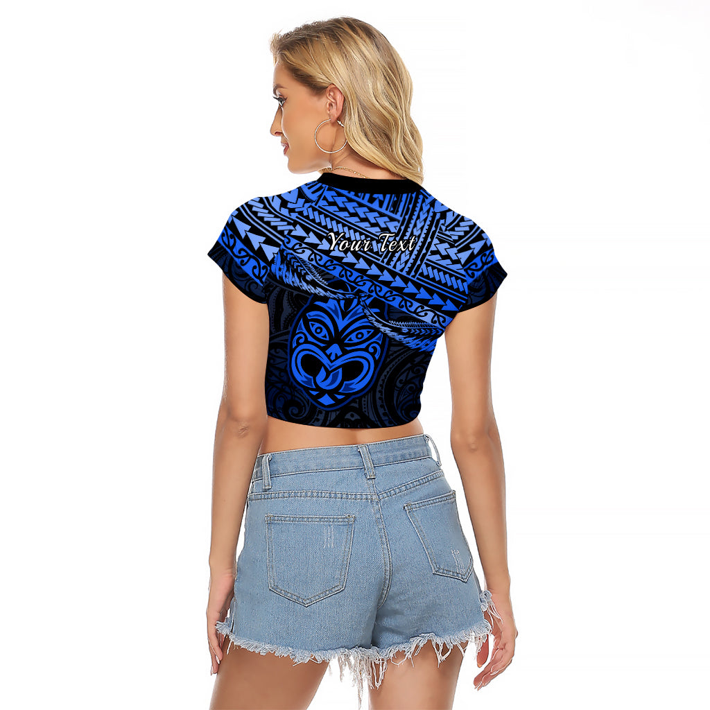 Personalised Matariki New Zealand Raglan Cropped T Shirt Maori New Year Tiki Blue Version LT14