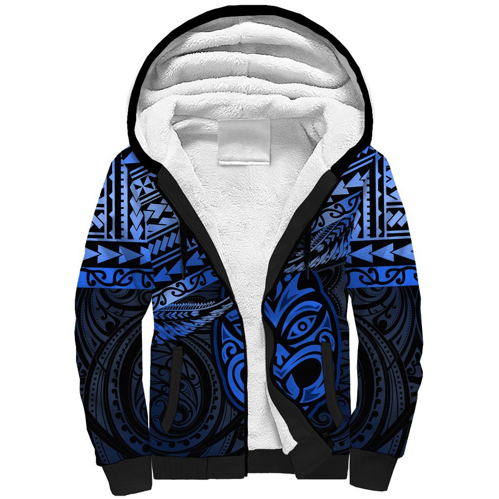 Personalised Matariki New Zealand Sherpa Hoodie Maori New Year Tiki Blue Version LT14 Unisex Blue - Polynesian Pride