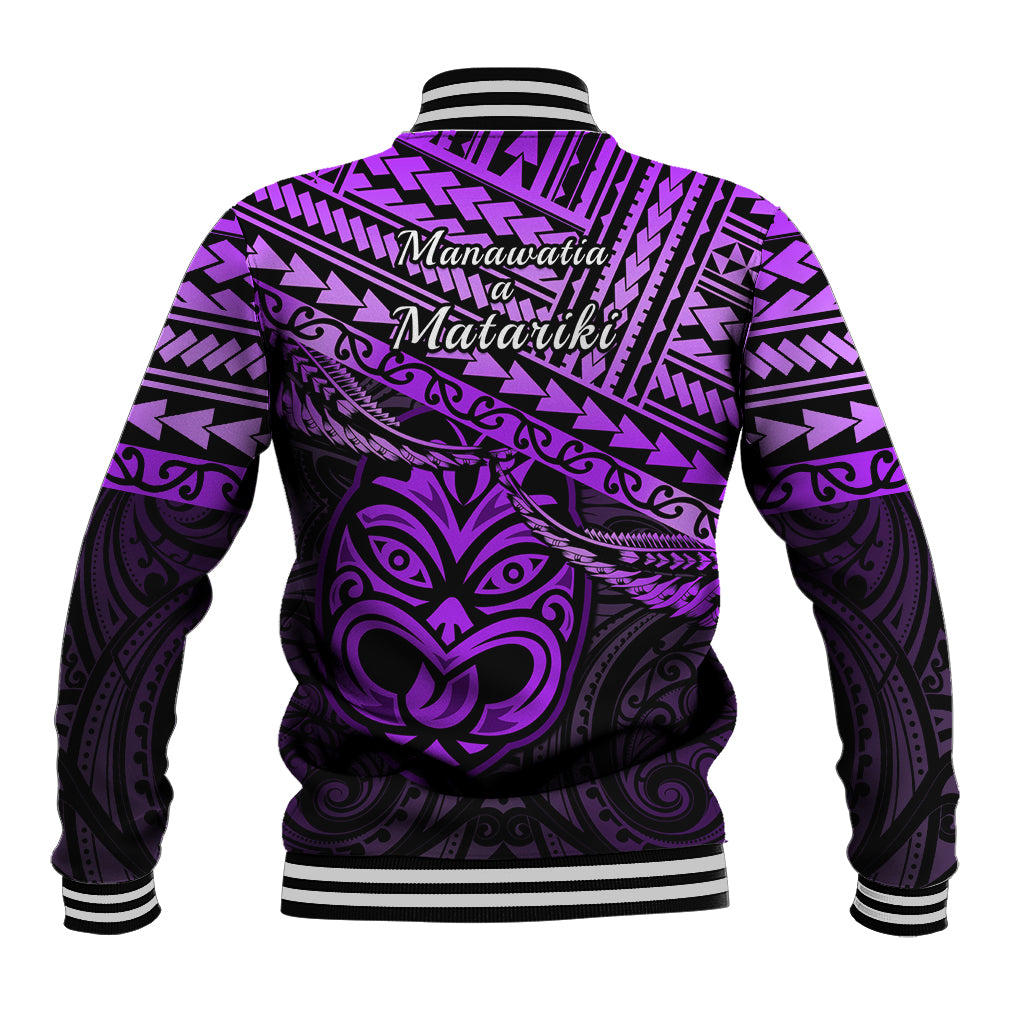 Matariki New Zealand Baseball Jacket Maori New Year Tiki Purple Version LT14