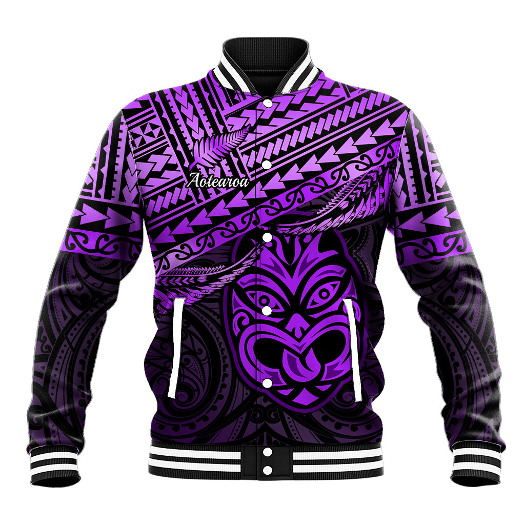 Personalised Matariki New Zealand Baseball Jacket Maori New Year Tiki Purple Version LT14 Unisex Purple - Polynesian Pride