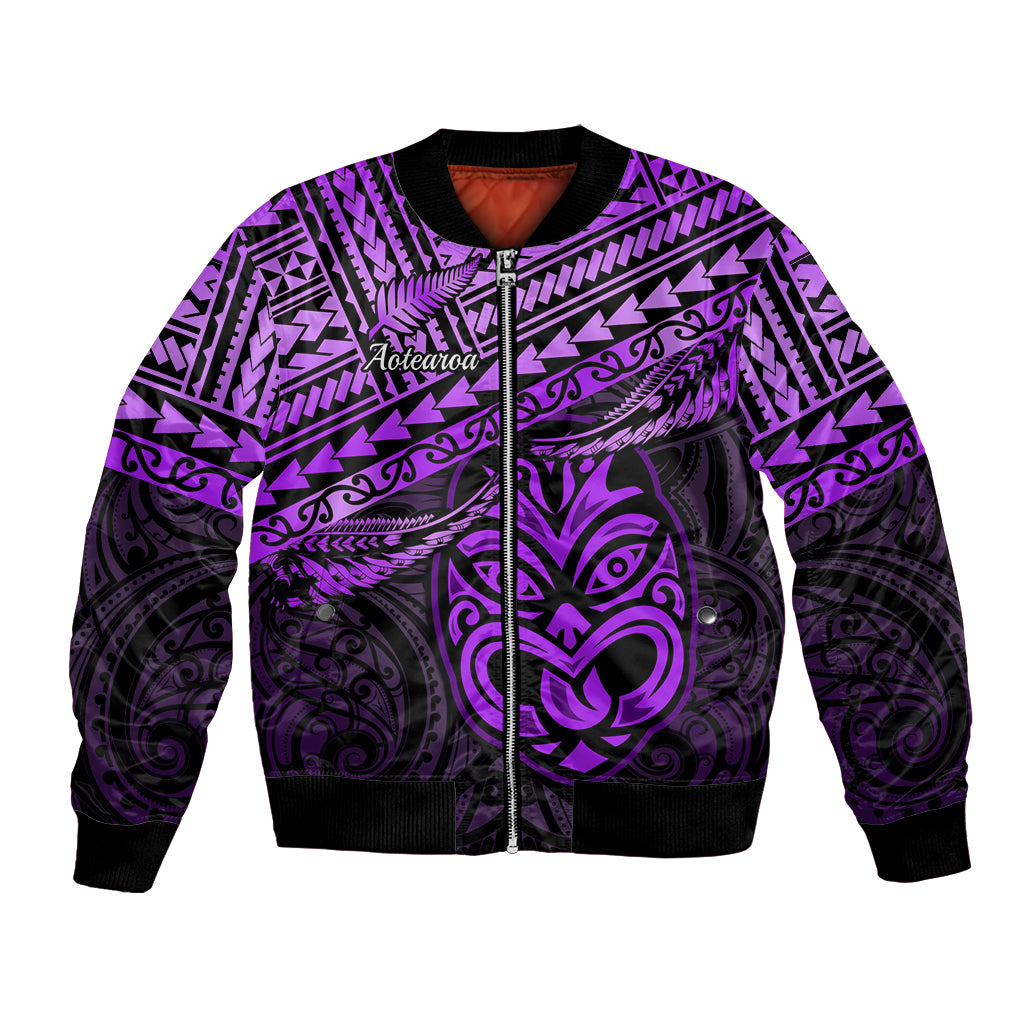 Personalised Matariki New Zealand Bomber Jacket Maori New Year Tiki Purple Version LT14 Unisex Purple - Polynesian Pride