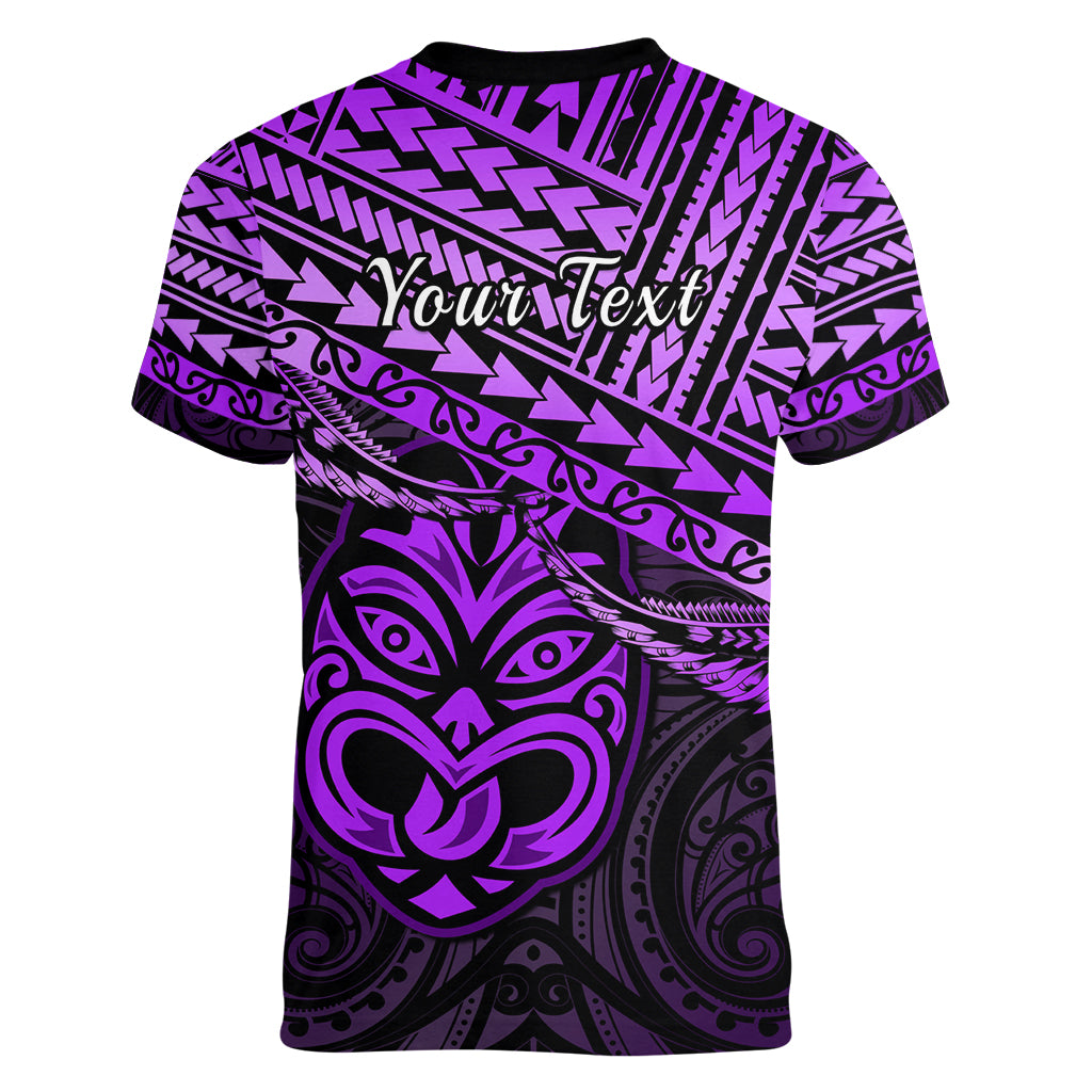 Personalised Matariki New Zealand Women V Neck T Shirt Maori New Year Tiki Purple Version LT14