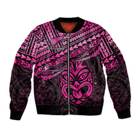 Matariki New Zealand Sleeve Zip Bomber Jacket Maori New Year Tiki Pink Version LT14