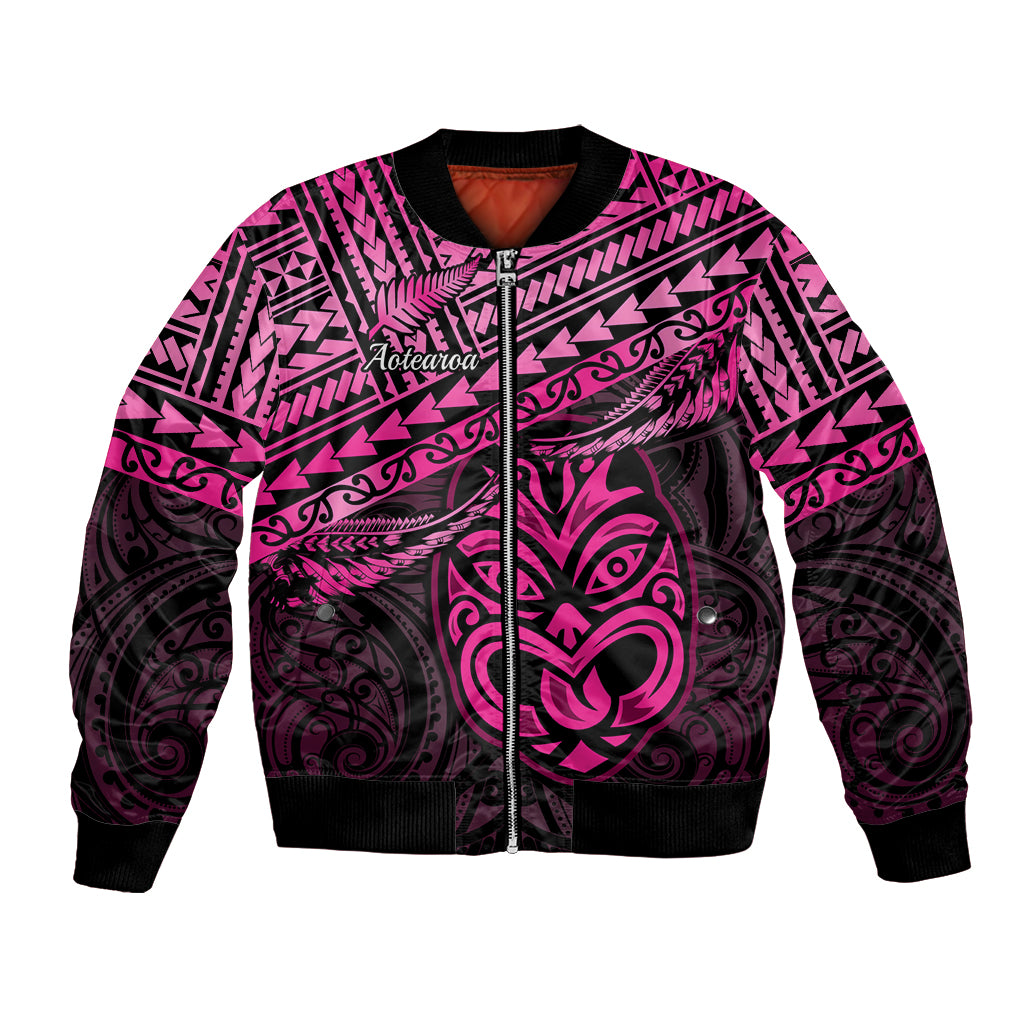 Personalised Matariki New Zealand Bomber Jacket Maori New Year Tiki Pink Version LT14 Unisex Pink - Polynesian Pride