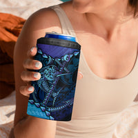 Personalised Polynesia Blue Marlin Fishing 4 in 1 Can Cooler Tumbler Marlin Anchor Tattoo Polynesian Pattern