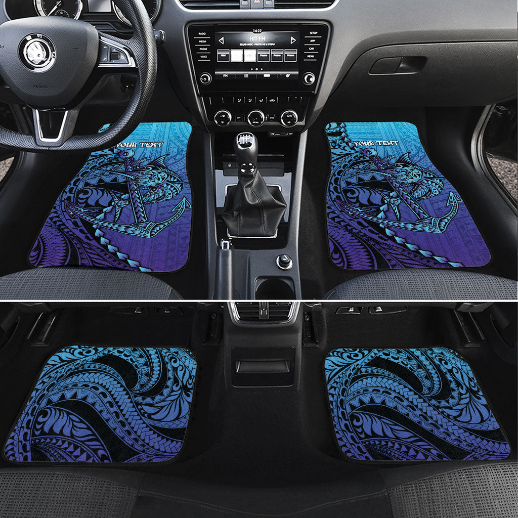 Personalised Polynesia Blue Marlin Fishing Car Mats Marlin Anchor Tattoo Polynesian Pattern