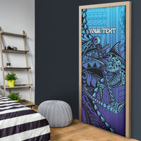 Personalised Polynesia Blue Marlin Fishing Door Cover Marlin Anchor Tattoo Polynesian Pattern LT14 - Polynesian Pride