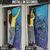 Personalised Polynesia Blue Marlin Fishing Door Cover Marlin Anchor Tattoo Polynesian Pattern LT14 - Polynesian Pride