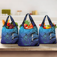 Personalised Polynesia Blue Marlin Fishing Grocery Bag Marlin Anchor Tattoo Polynesian Pattern
