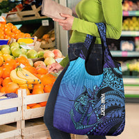 Personalised Polynesia Blue Marlin Fishing Grocery Bag Marlin Anchor Tattoo Polynesian Pattern
