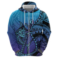 Personalised Polynesia Blue Marlin Fishing Hoodie Marlin Anchor Tattoo Polynesian Pattern LT14 - Polynesian Pride