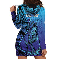 Personalised Polynesia Blue Marlin Fishing Hoodie Dress Marlin Anchor Tattoo Polynesian Pattern LT14 - Polynesian Pride