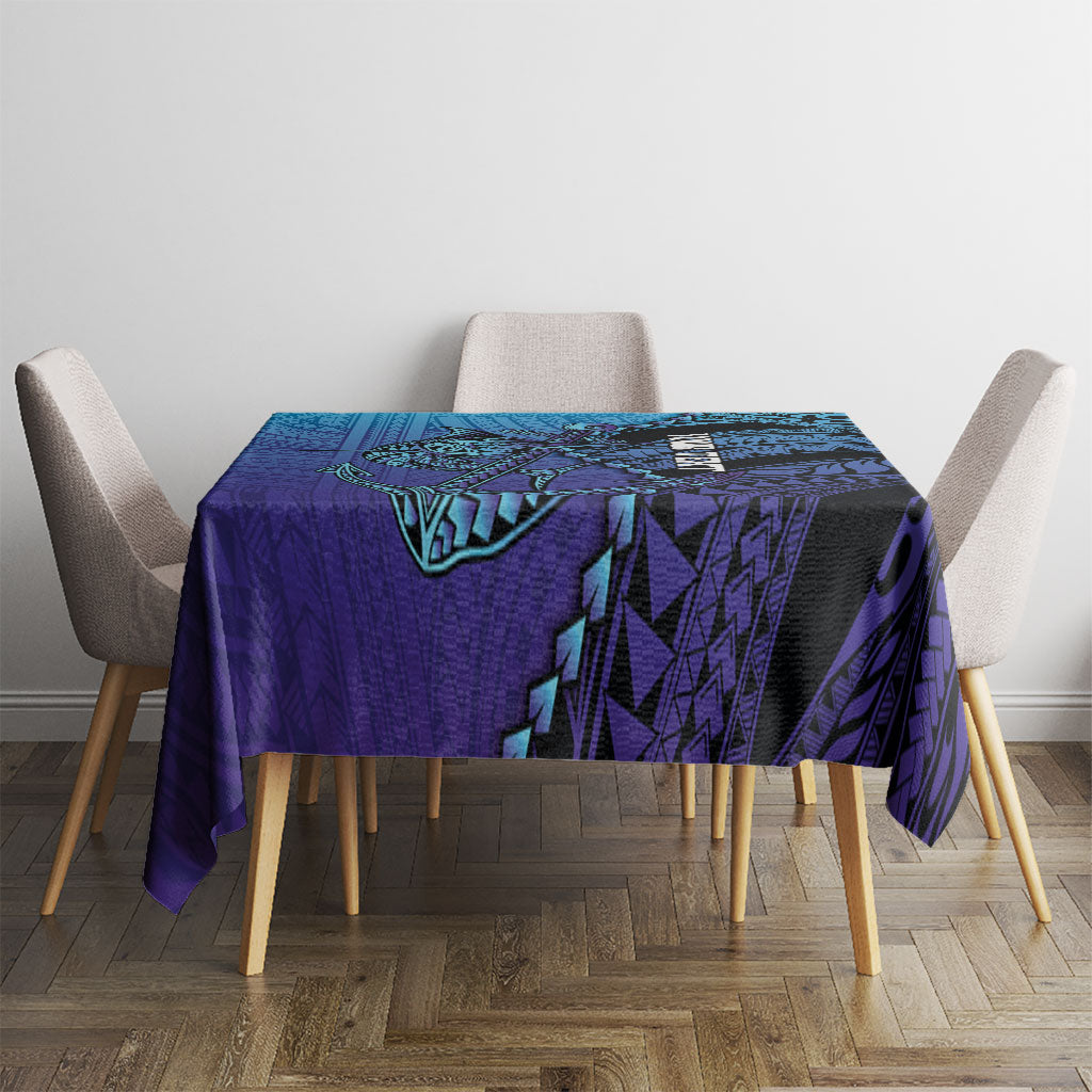 Personalised Polynesia Blue Marlin Fishing Tablecloth Marlin Anchor Tattoo Polynesian Pattern LT14 - Polynesian Pride