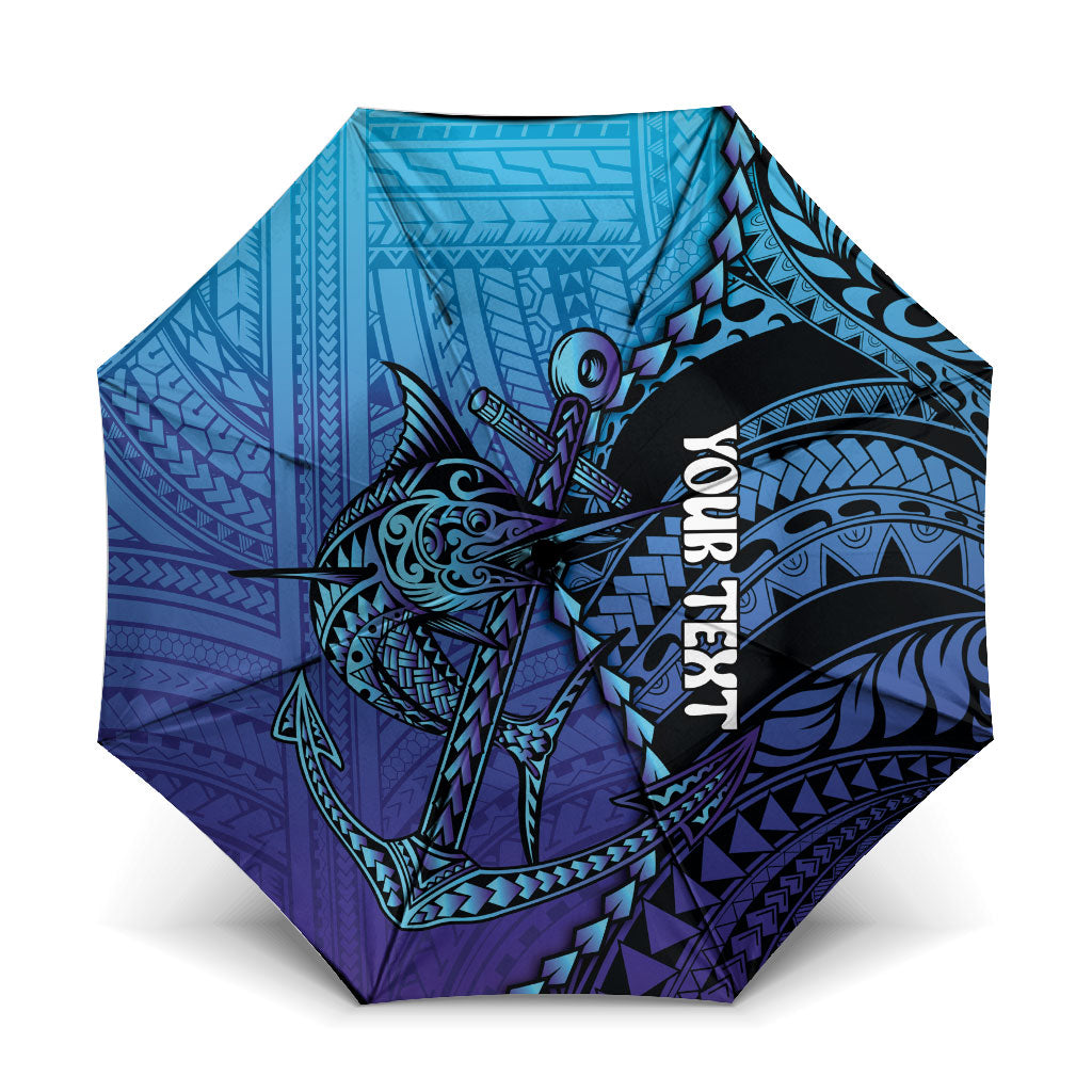 Personalised Polynesia Blue Marlin Fishing Umbrella Marlin Anchor Tattoo Polynesian Pattern