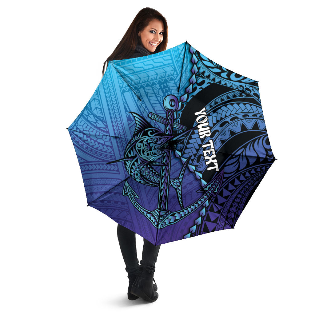 Personalised Polynesia Blue Marlin Fishing Umbrella Marlin Anchor Tattoo Polynesian Pattern