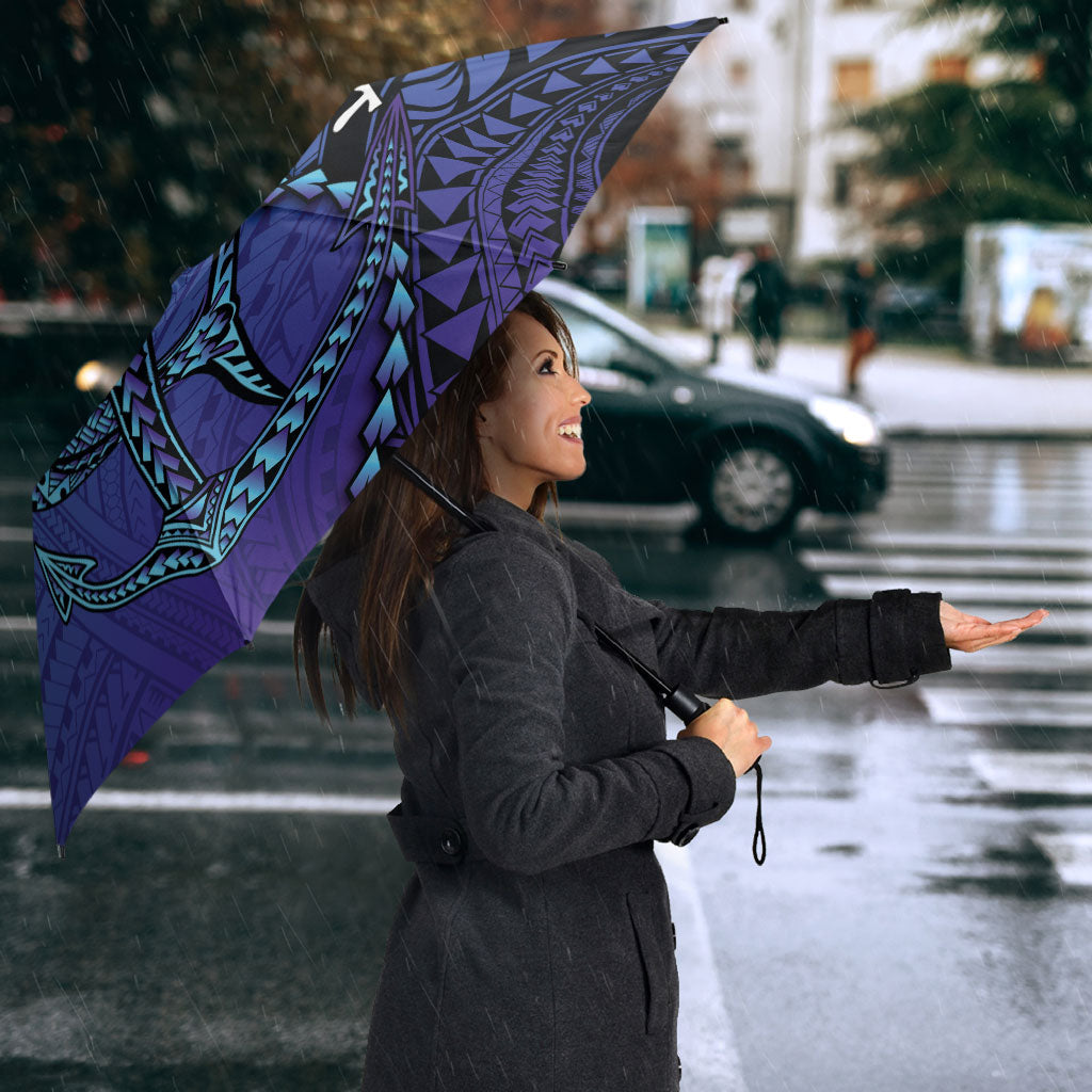 Personalised Polynesia Blue Marlin Fishing Umbrella Marlin Anchor Tattoo Polynesian Pattern