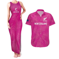 Custom New Zealand Silver Fern Rugby Couples Matching Tank Maxi Dress and Hawaiian Shirt Go Aotearoa - Pink Version