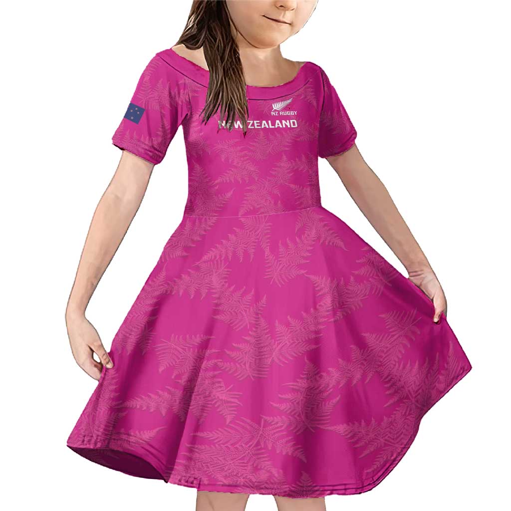 Custom New Zealand Silver Fern Rugby Family Matching Mermaid Dress and Hawaiian Shirt Go Aotearoa - Pink Version