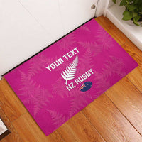 Custom New Zealand Silver Fern Rugby Rubber Doormat Go Aotearoa - Pink Version
