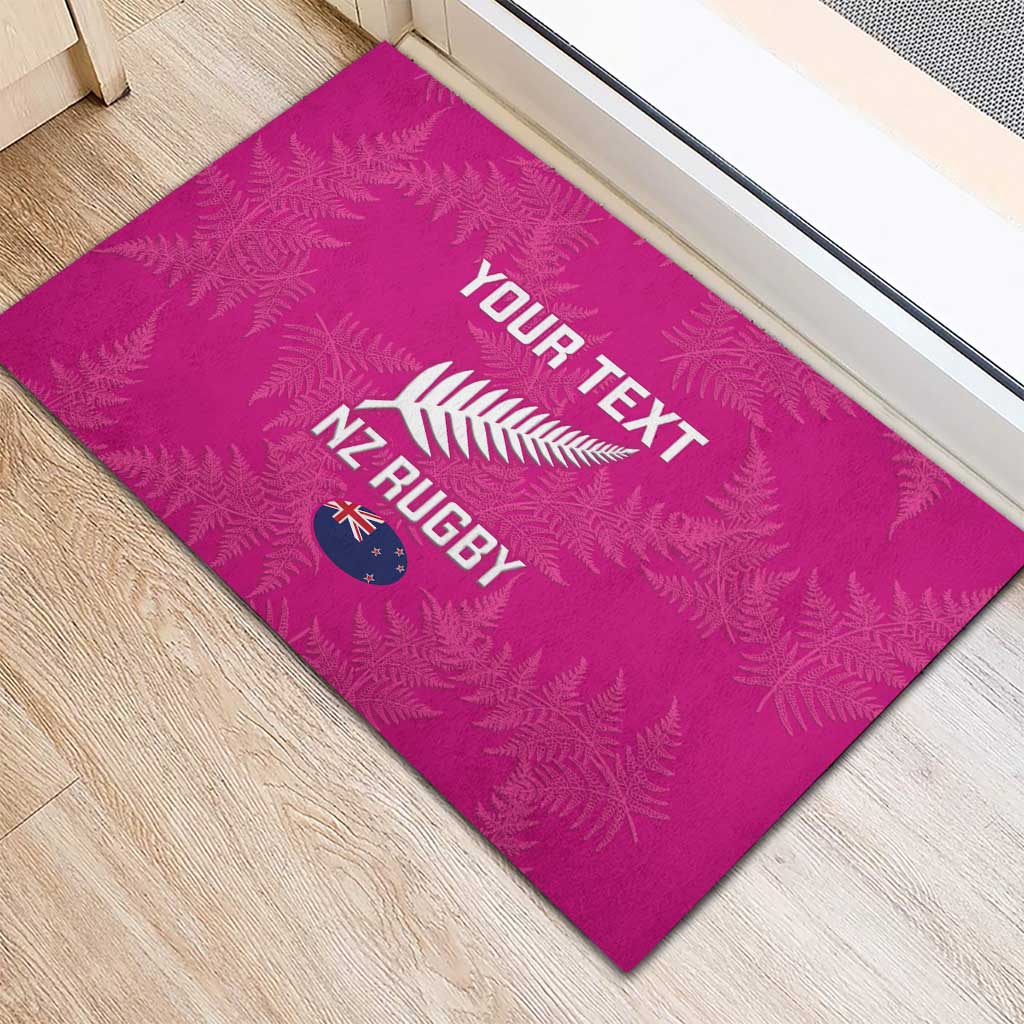 Custom New Zealand Silver Fern Rugby Rubber Doormat Go Aotearoa - Pink Version