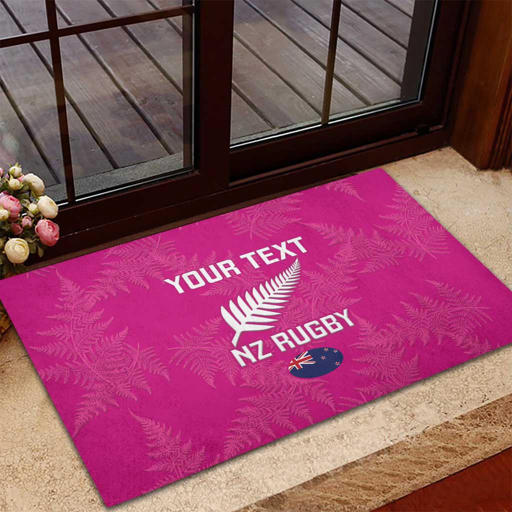 Custom New Zealand Silver Fern Rugby Rubber Doormat Go Aotearoa - Pink Version