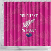 Custom New Zealand Silver Fern Rugby Shower Curtain Go Aotearoa - Pink Version