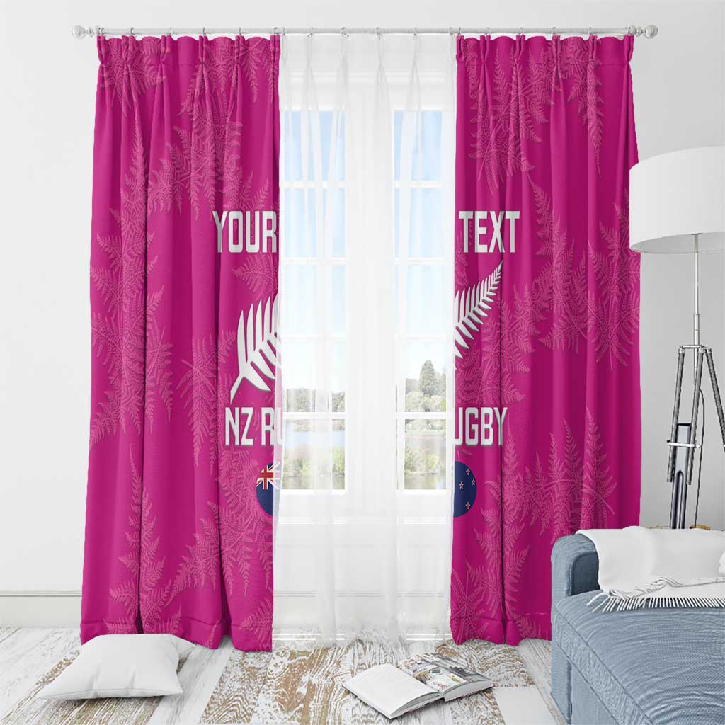 Custom New Zealand Silver Fern Rugby Window Curtain Go Aotearoa - Pink Version
