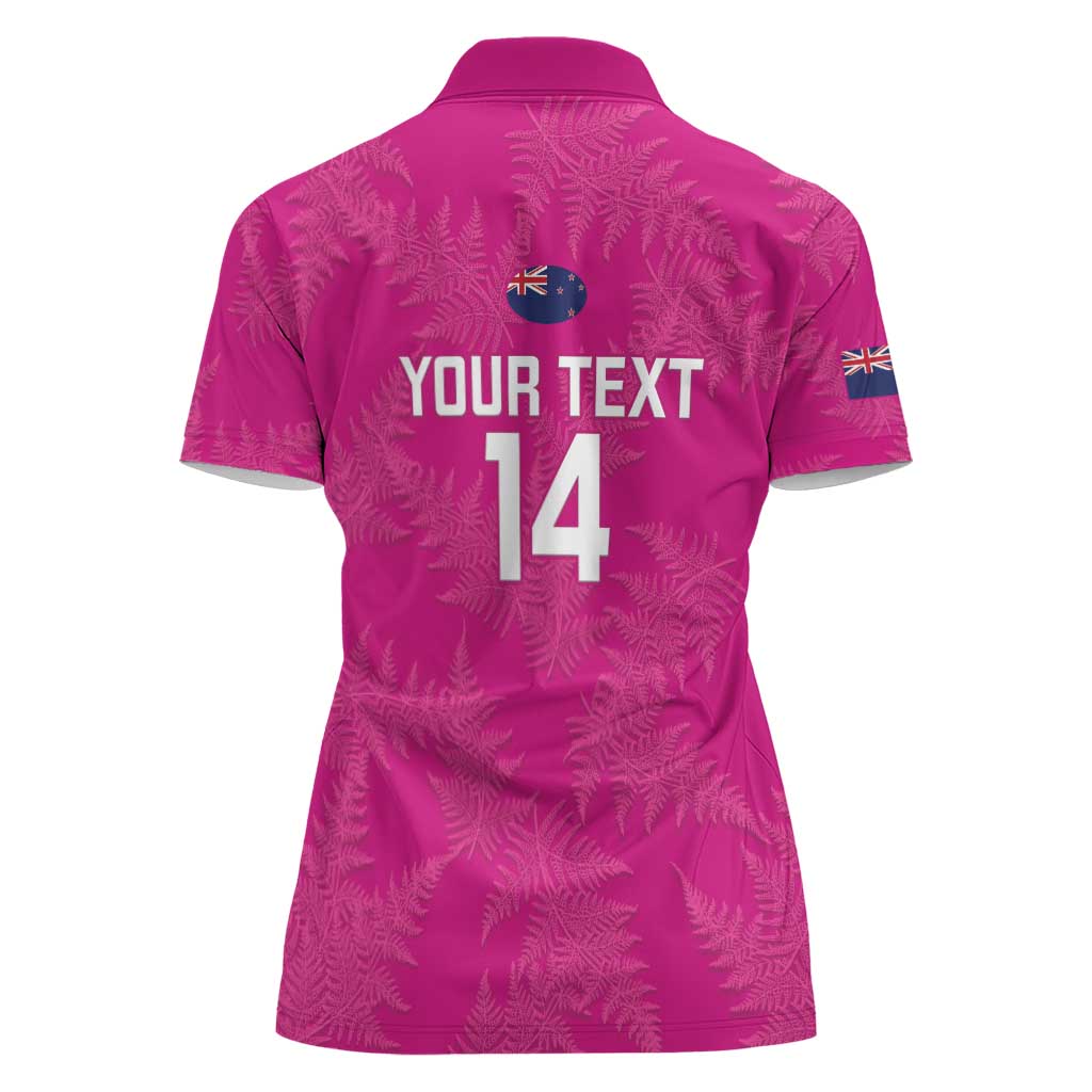Custom New Zealand Silver Fern Rugby Women Polo Shirt Go Aotearoa - Pink Version