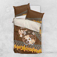 Personalised Tonga Language Week Bedding Set Malo e Lelei Tongan Ngatu Pattern - Brown
