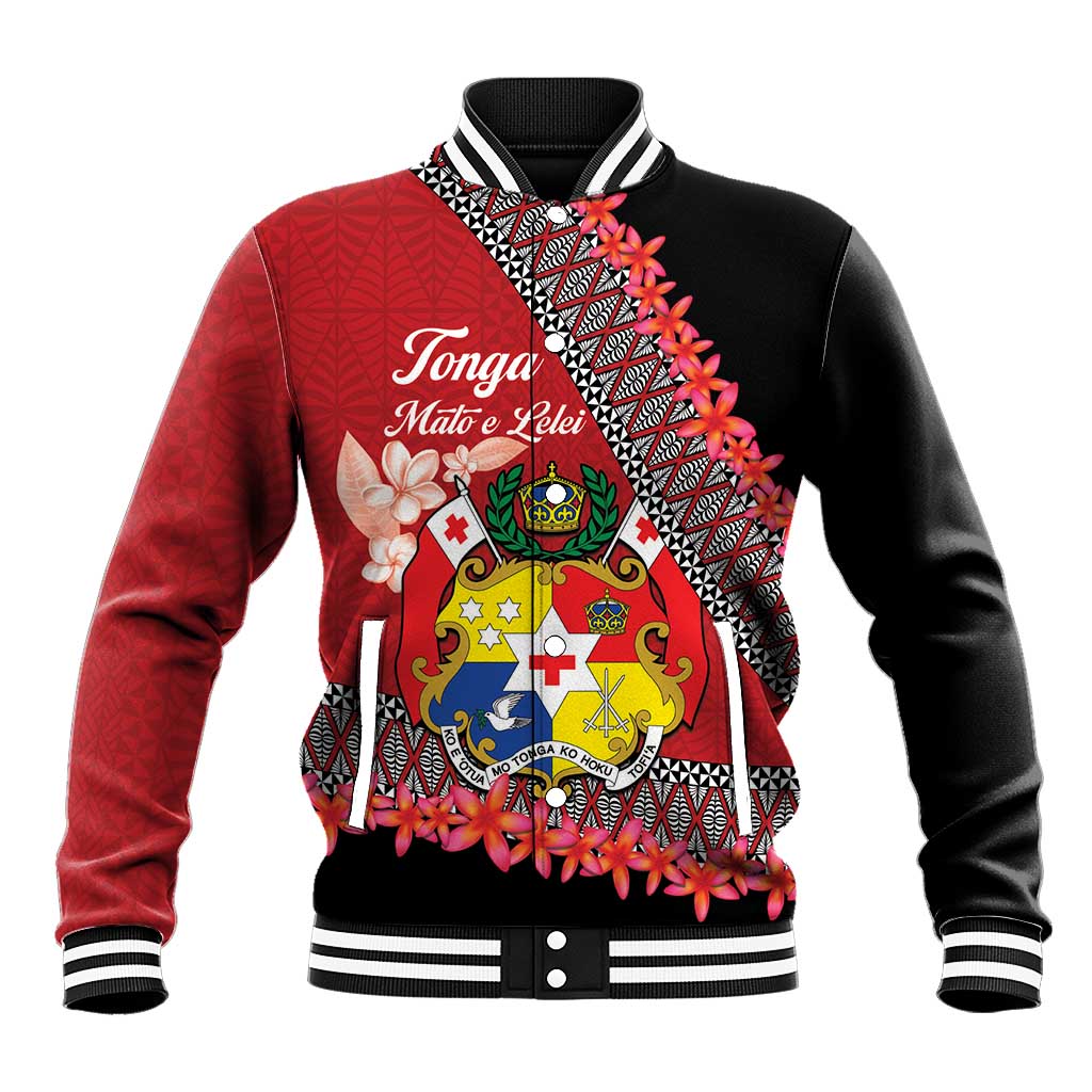 Personalised Tonga Language Week Baseball Jacket Malo e Lelei Tongan Ngatu Pattern - Red LT14 Unisex Red - Polynesian Pride