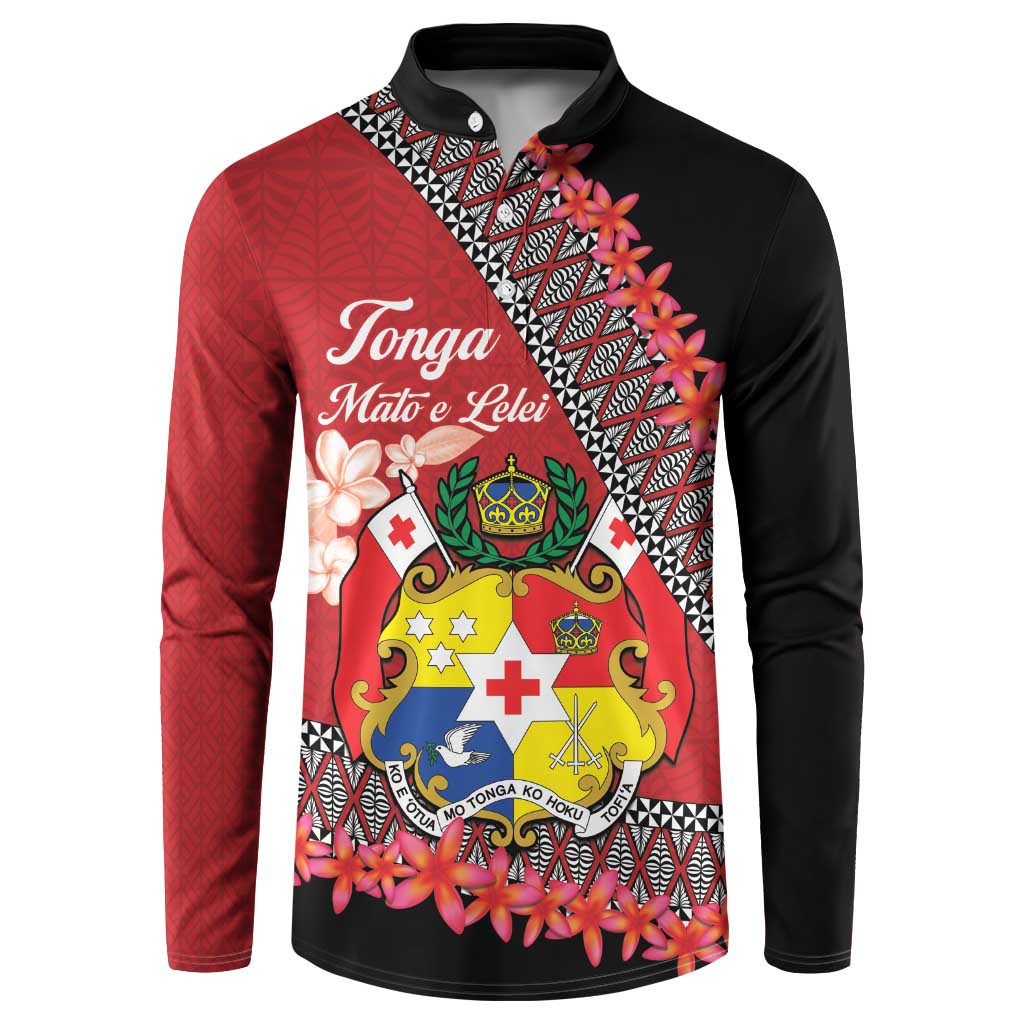 Personalised Tonga Language Week Button Sweatshirt Malo e Lelei Tongan Ngatu Pattern - Red LT14 Red - Polynesian Pride