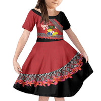 Personalised Tonga Language Week Family Matching Tank Maxi Dress and Hawaiian Shirt Malo e Lelei Tongan Ngatu Pattern - Red