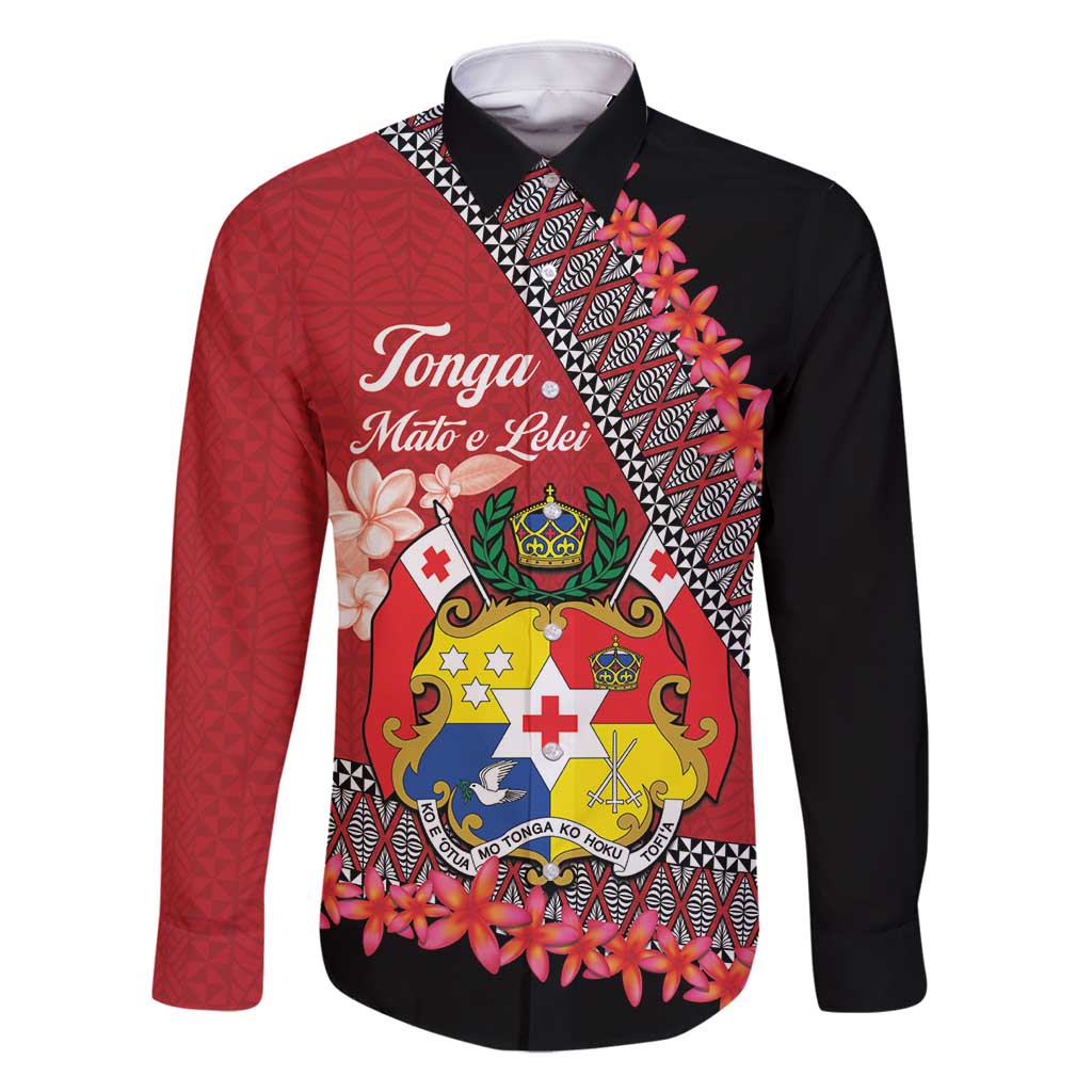 Personalised Tonga Language Week Family Matching Tank Maxi Dress and Hawaiian Shirt Malo e Lelei Tongan Ngatu Pattern - Red