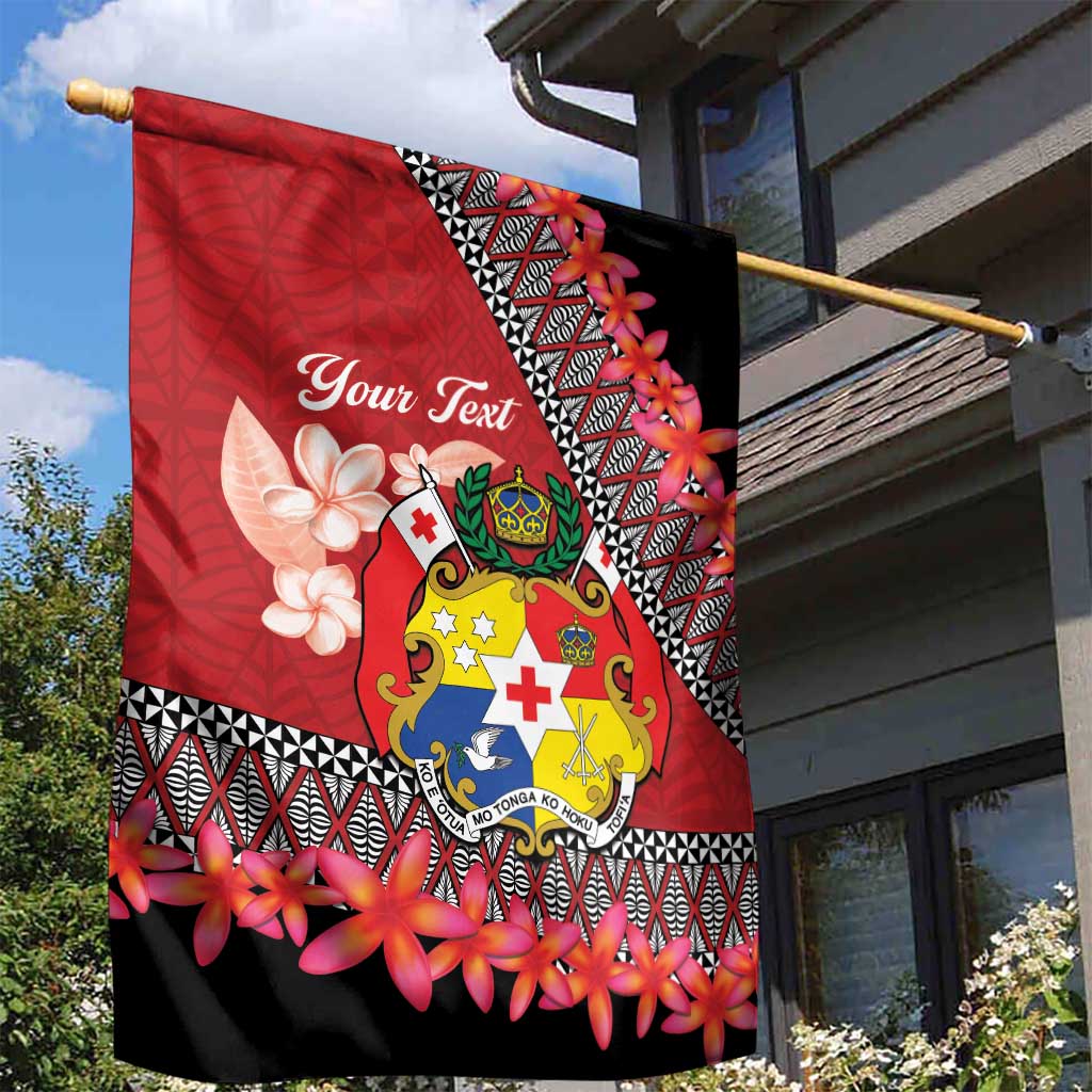 Personalised Tonga Language Week Garden Flag Malo e Lelei Tongan Ngatu Pattern - Red