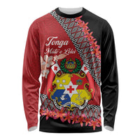Personalised Tonga Language Week Long Sleeve Shirt Malo e Lelei Tongan Ngatu Pattern - Red LT14 Unisex Red - Polynesian Pride