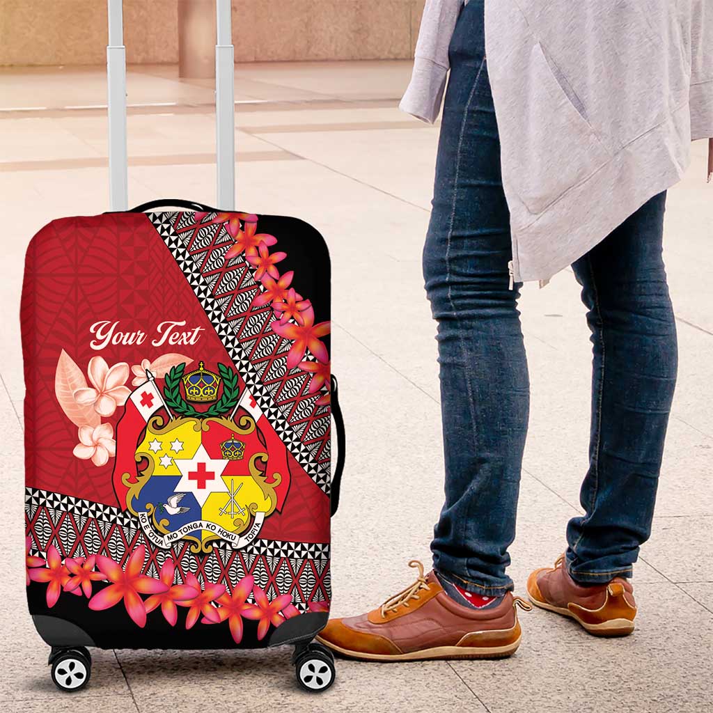 Personalised Tonga Language Week Luggage Cover Malo e Lelei Tongan Ngatu Pattern - Red LT14 Red - Polynesian Pride
