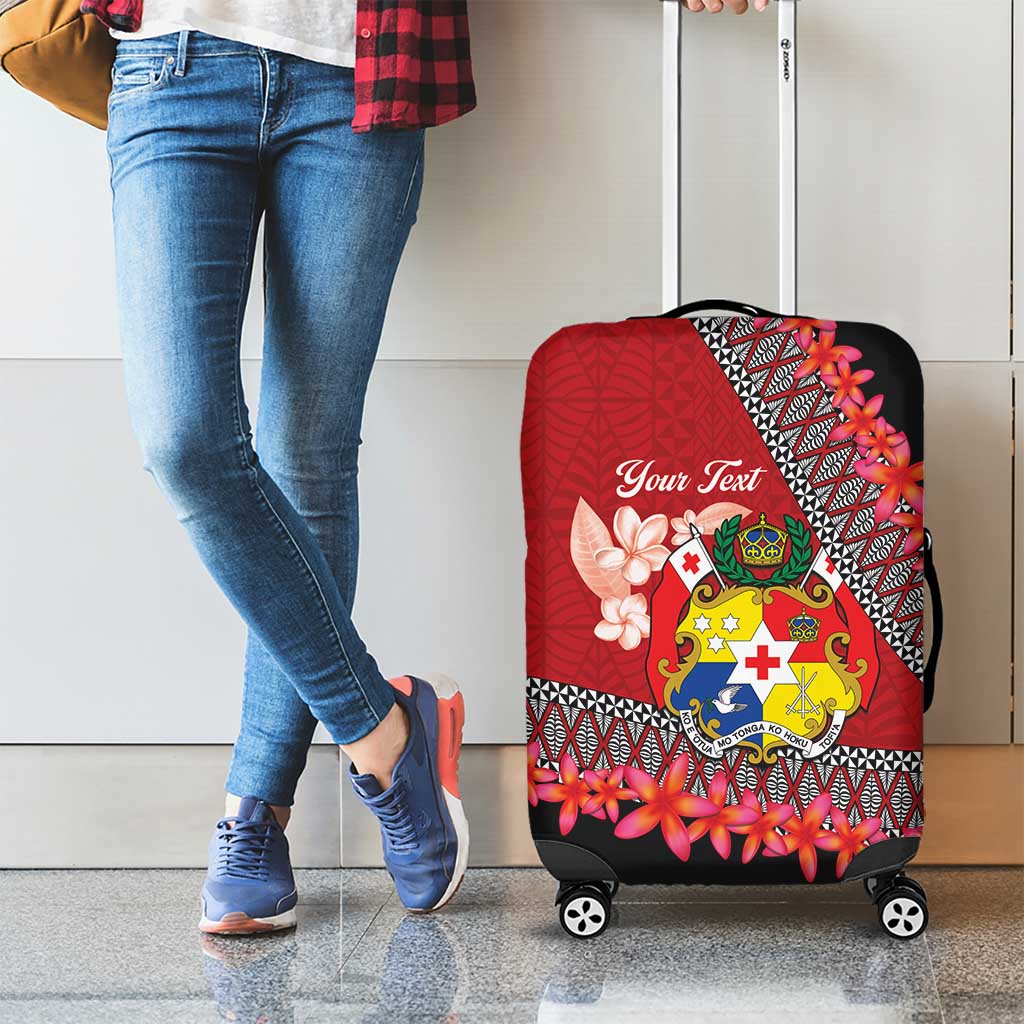 Personalised Tonga Language Week Luggage Cover Malo e Lelei Tongan Ngatu Pattern - Red LT14 - Polynesian Pride