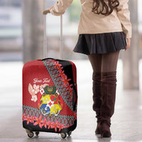 Personalised Tonga Language Week Luggage Cover Malo e Lelei Tongan Ngatu Pattern - Red LT14 - Polynesian Pride