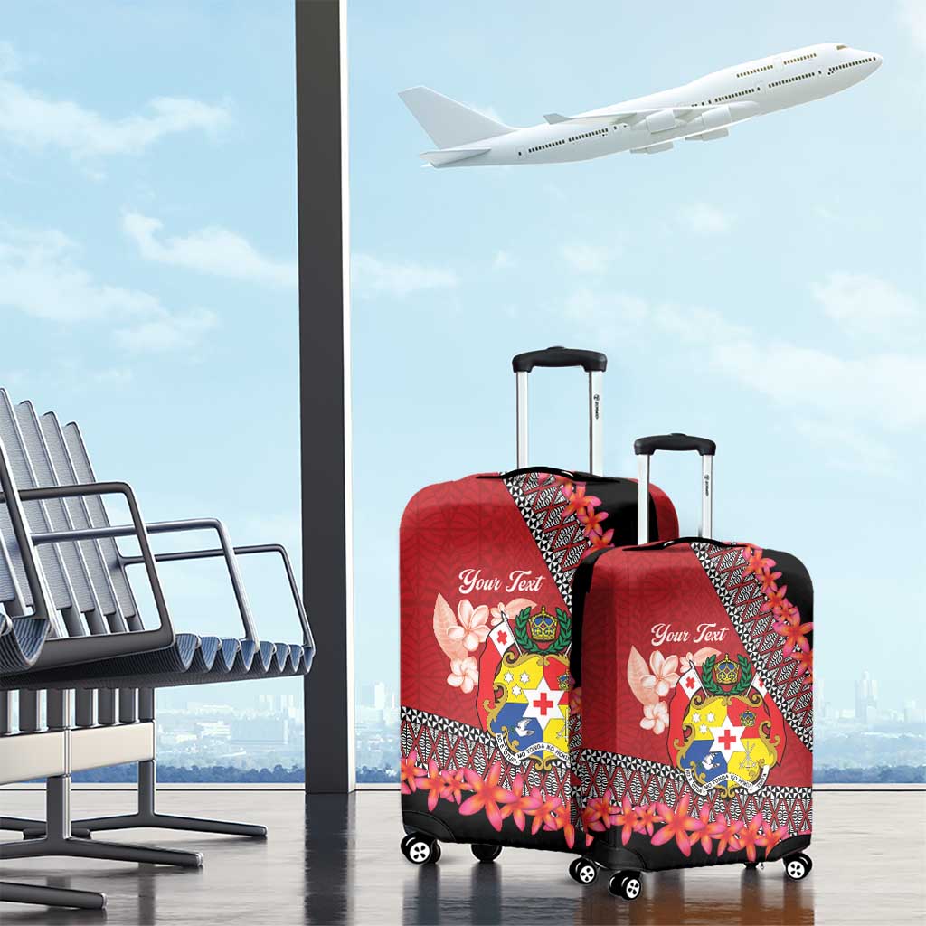 Personalised Tonga Language Week Luggage Cover Malo e Lelei Tongan Ngatu Pattern - Red LT14 - Polynesian Pride