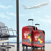 Personalised Tonga Language Week Luggage Cover Malo e Lelei Tongan Ngatu Pattern - Red LT14 - Polynesian Pride