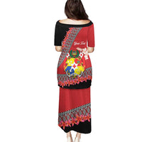 Personalised Tonga Language Week Puletasi Malo e Lelei Tongan Ngatu Pattern - Red