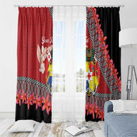 Personalised Tonga Language Week Window Curtain Malo e Lelei Tongan Ngatu Pattern - Red