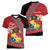Personalised Tonga Language Week Women V-Neck T-Shirt Malo e Lelei Tongan Ngatu Pattern - Red